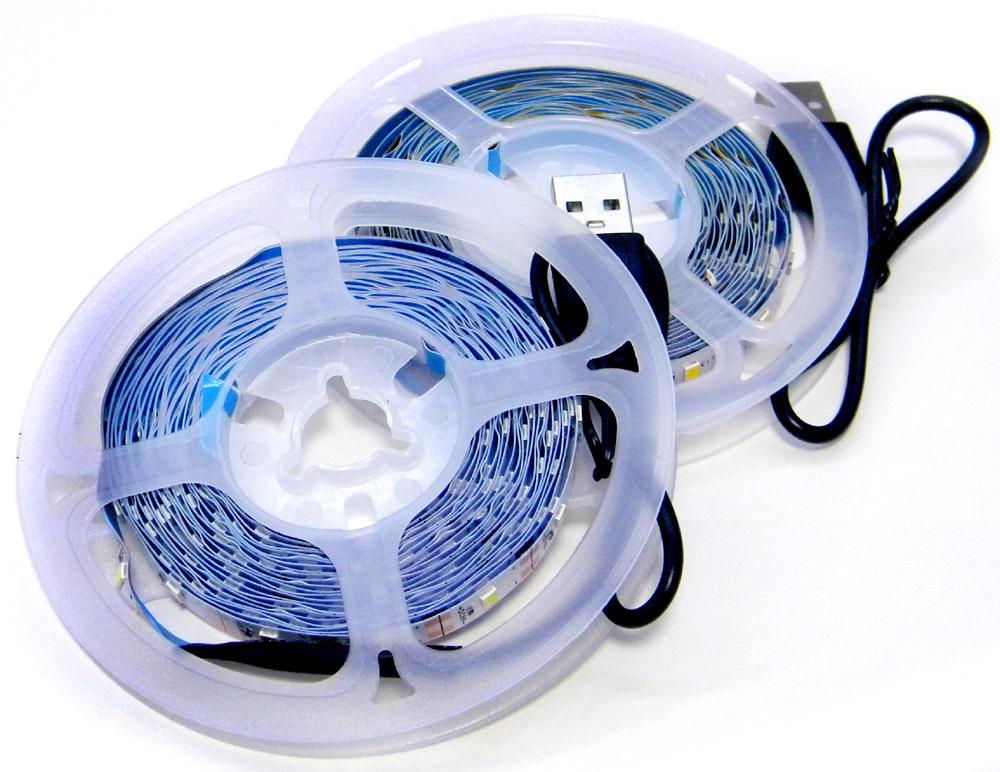 ★ 匿名配送・無料 ★ LED テープ ライト 5V 電球色 / 8メートル（４m×２本 USBケーブル装着済）_画像2