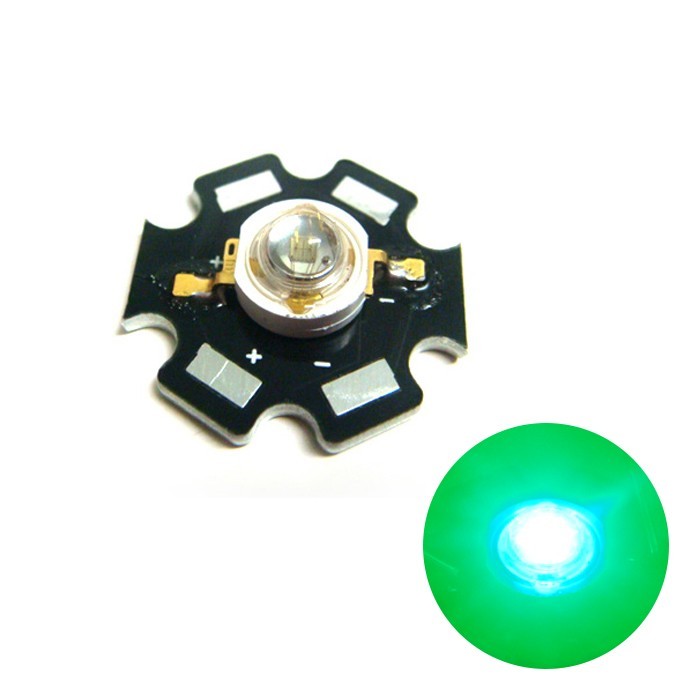 Edison POWER LED 3W 緑色 EDET-3LA1-1 星型ヒートシンク付き 50個