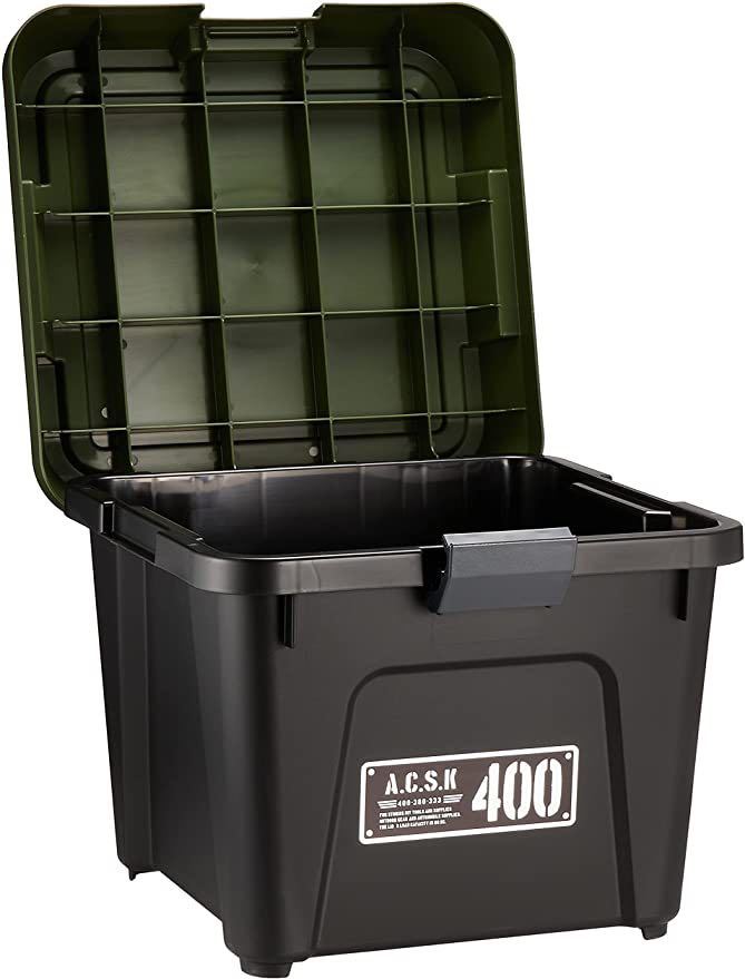 JEJアステージ 収納ボックス Xシリーズ アクティブストッカー 400X ブラックグリーン 日本製 コンテナ [幅40×奥行38×高さ33.3cm]_画像3