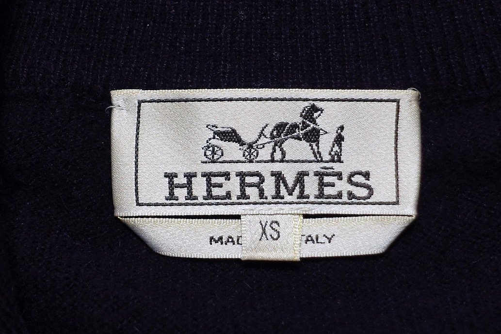 美品 HERMES エルメス Hロゴ金具 ピュアカシミヤ ハーフジップアップ