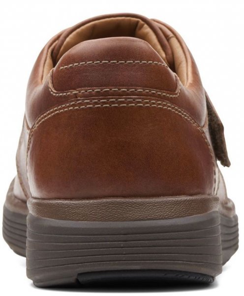 送料無料 Clarks 25.5cm ビジネス スニーカー ダークタン ブラウン ベルクロ ストラップ マジックテープ レザー ビジネス サンダル JJJ106_画像3