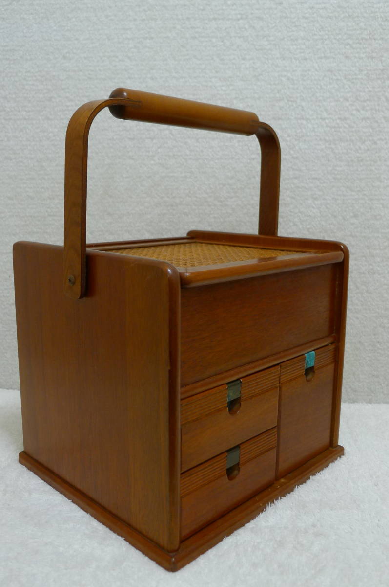 dd363●**レトロモダン** 木製ドレッサー ホープ 卓上 ミニ鏡台 メイクボックス アンティーク調 60's 70's 昭和レトロ 100