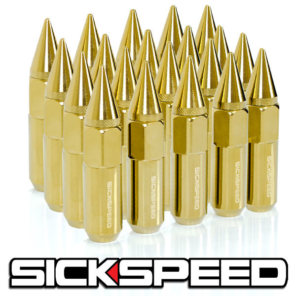 SICKSPEED spike nut Gold chrome P1.25 20ps.@90mm JDM USDM Schic Speed wheel nut Nissan Subaru Suzuki 