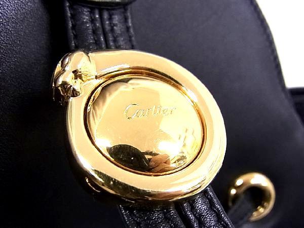 1円 □美品□ Cartier カルティエ パンテール レザー G金具 巾着型
