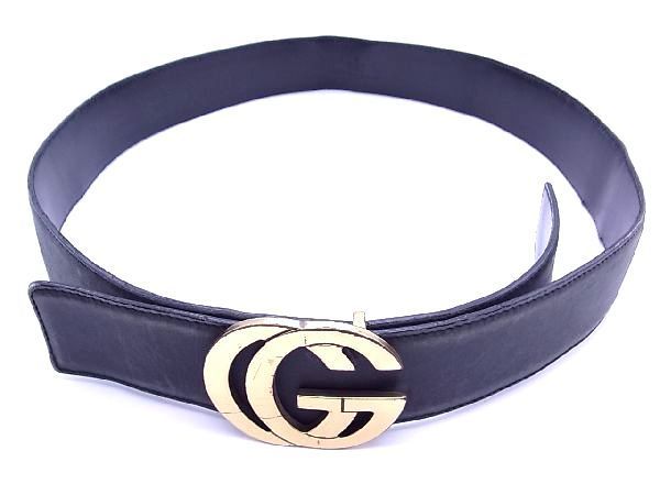 1円 GUCCI グッチ 74053・212956・85・34 レザー ゴールド金具 ベルト