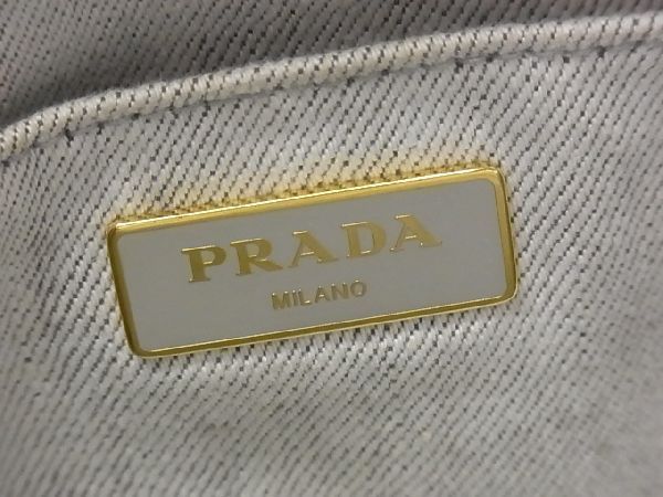 1円 PRADA プラダ ミニカナパ キャンバス ゴールド金具 ハンドバッグ トートバッグ 手提げかばん 手持ち レディース ベージュ系 a0303クN_画像7