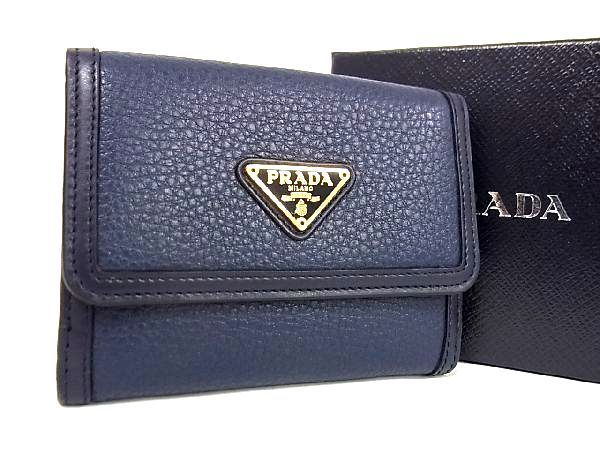 1円 □新品□未使用□ PRADA プラダ レザー 三つ折り 財布 ウォレット