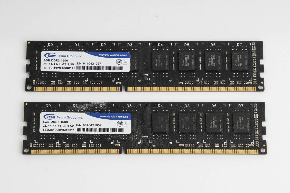 【Wilson TEAM】DDR3 1600 8GB × 2枚_画像1