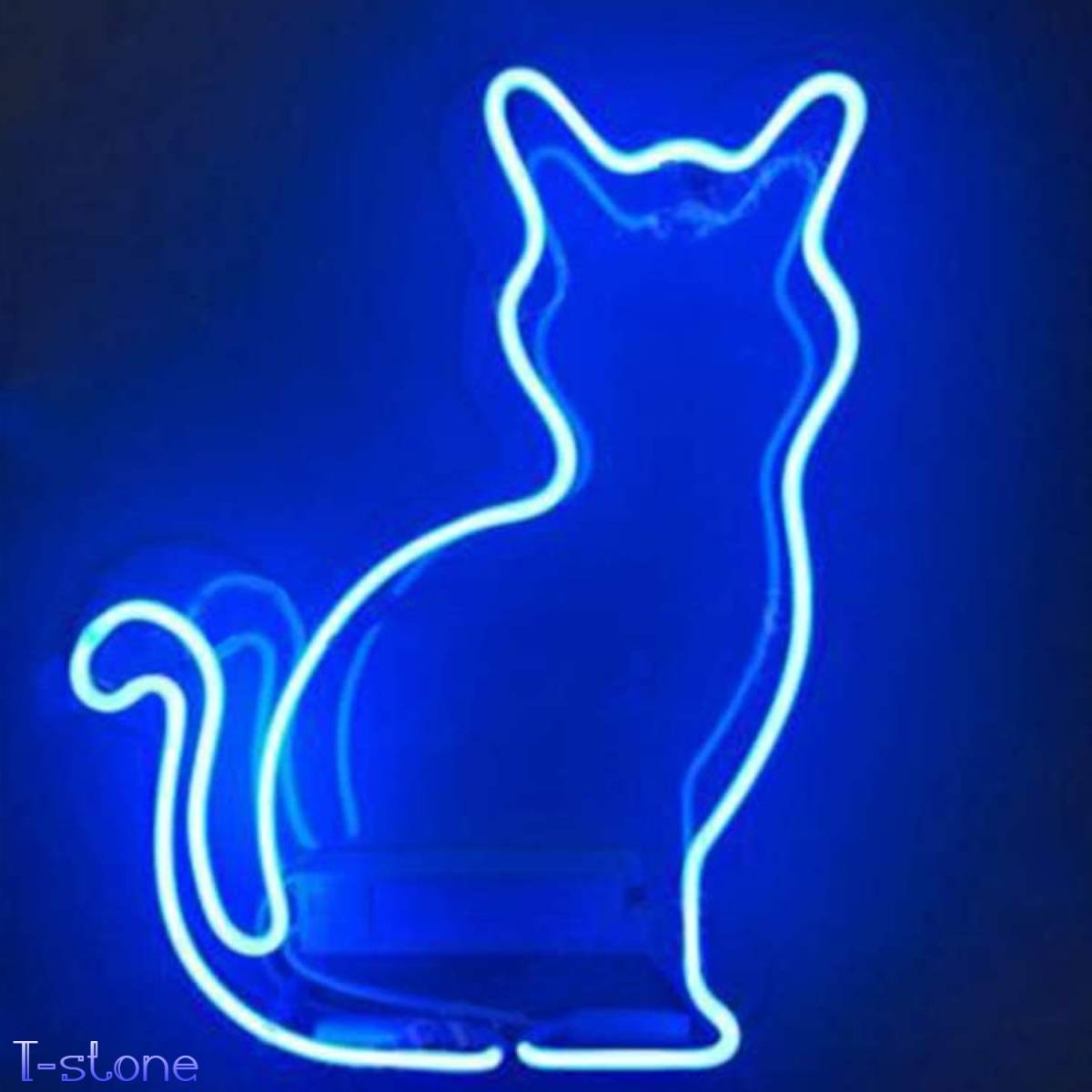 ネオンサイン ネコ好きにはたまらない 猫ガラスネオン看板 ブルー 青 ルームデコレーション 装飾 室内インテリア ナイトライト 雰囲気作り