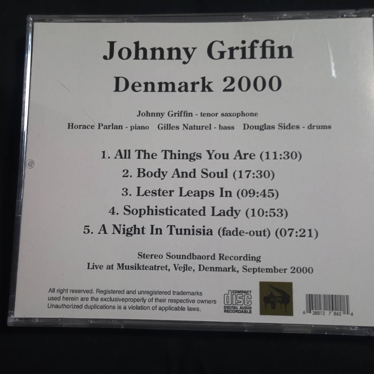 Johnny Griffin Denmark 2000 ジョニー・グリフィン　ホレス・パーラン　他_画像2