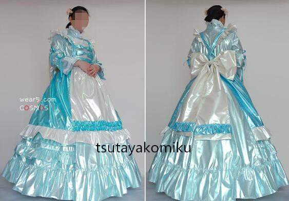  high quality new work original made clothes - category original light blue lustre enamel costume play clothes manner shoes . wig optional 