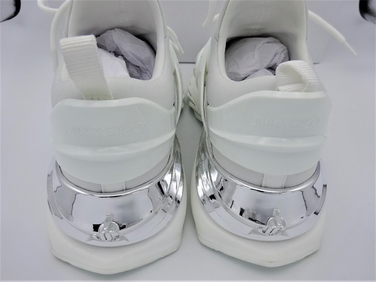 A16544NH 中古品 ジミーチュウ コスモス Jimmy Choo COSMOS/F 2022 White & Silver レザー×ネオプレン ローカットスニーカー 37の画像7