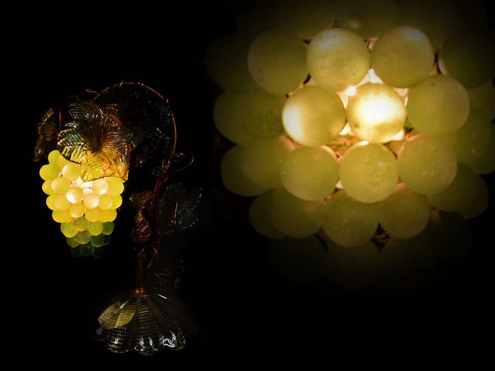 【雲】某有名コレクター買取品 逸品 ベネチアンガラス 葡萄ランプ テーブルランプ 照明 古美術品(ムラノガラス旧家蔵出)A732 CTbnt6a_画像1