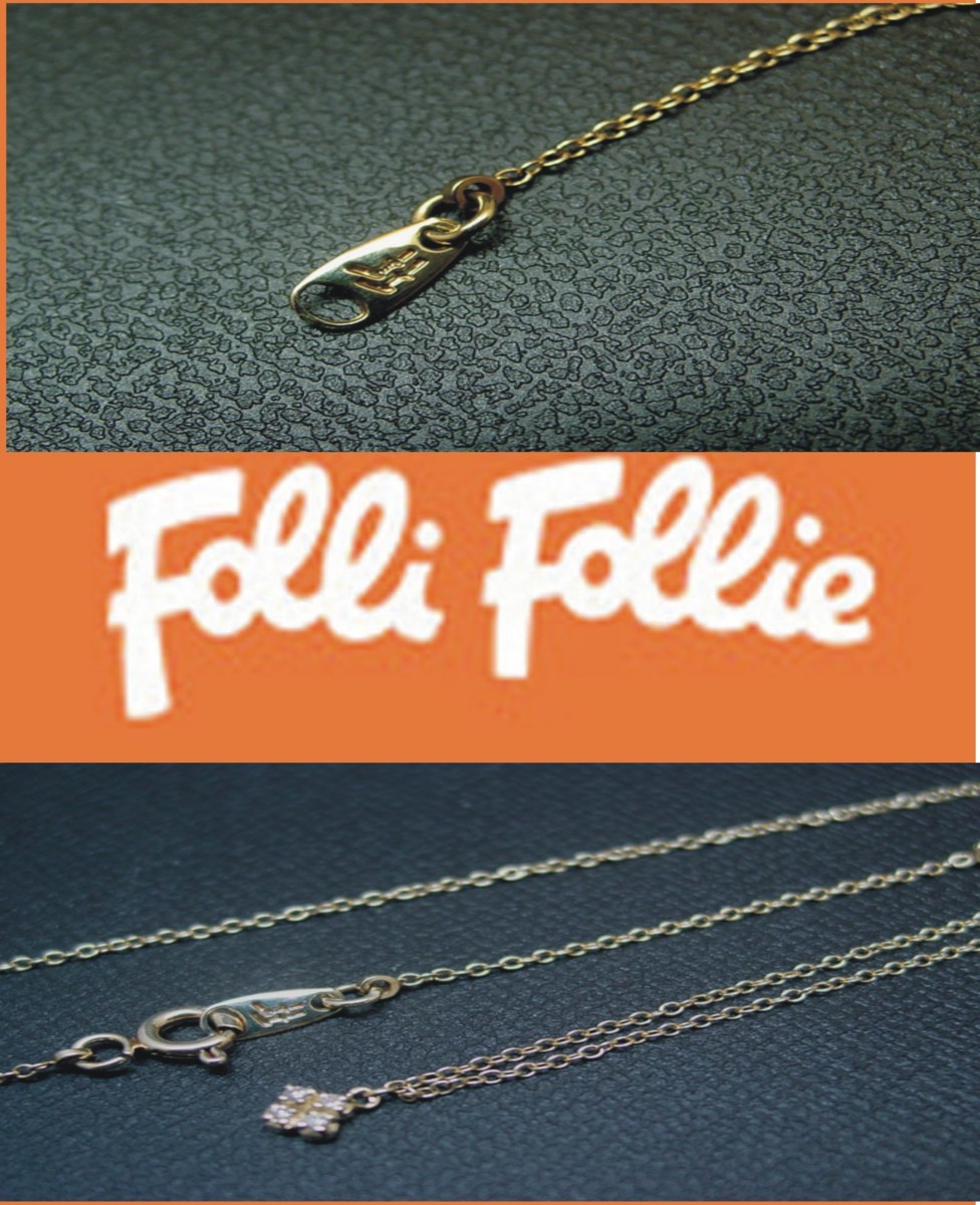 *98[T.B]Folli Follie [ Folli Follie ]*K10 Gold * clover diamond necklace 1.1g