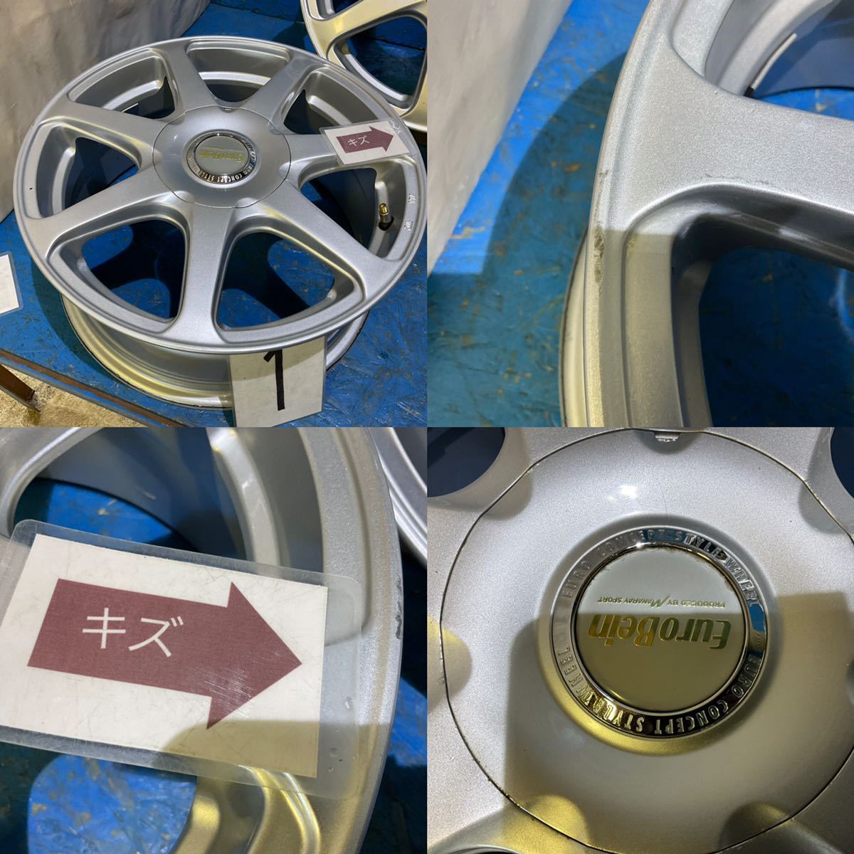 〈326〉ホイール4本セット　Euro Bein 16インチ6.5J オフセット+50 PCD 5H100/114.3 ハブ73mm ボルト穴13mm_画像3