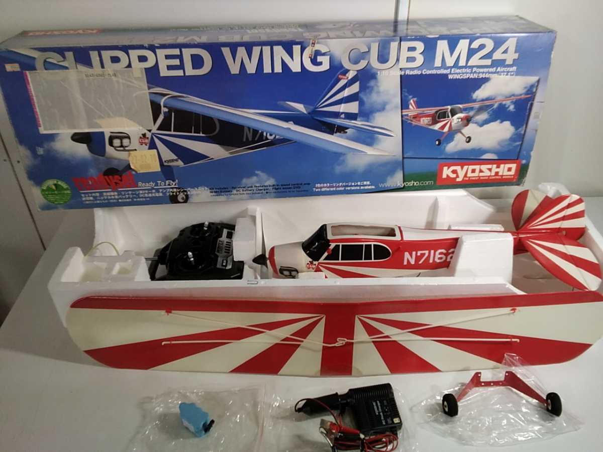 # KYOSHOラジコン飛行機 京商 CLIPPED WING CUB M24 赤色 ジャンク 元箱付き 必ず商品説明をご確認下さい_画像1