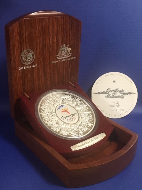 【メーカー再生品】 ◎オーストラリア　2000年 30ドル 1kg純銀銀貨 シドニーオリンピック記念◎貴重品 オセアニア