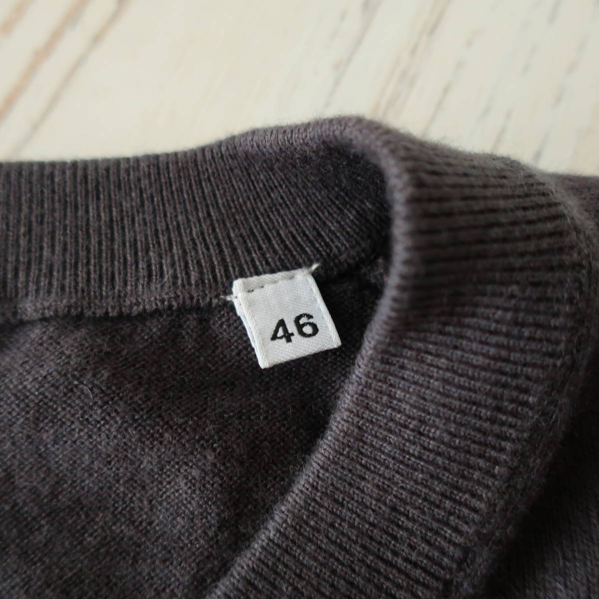  не использовался ASPESIa spec ji кашемир . шерсть вязаный свитер V шея бизнес casual тонкий длинный рукав мужской голубой серый 46 M размер 
