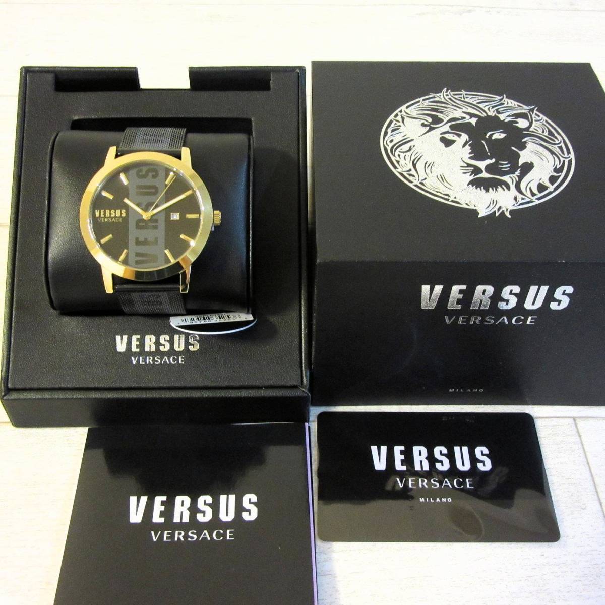 新品 VERSUS VERSACE BARBES 黒 ロゴウォッチ 腕時計 金