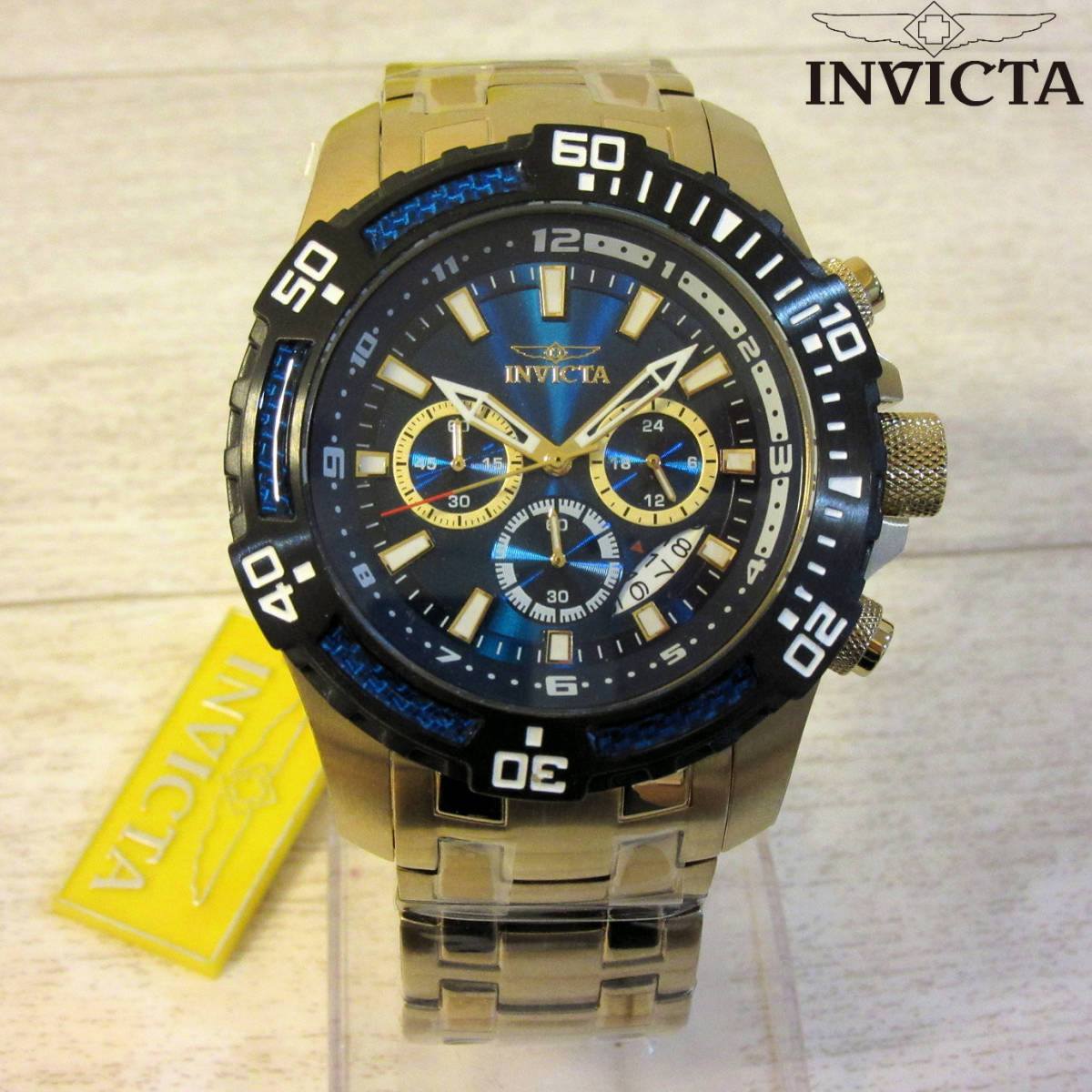 定価約10万 新品 INVICTA インヴィクタ 腕時計 クロノグラフ ダイバーウォッチ メンズ 黒 金 ブラック ゴールド 日本製クオーツ 51mm