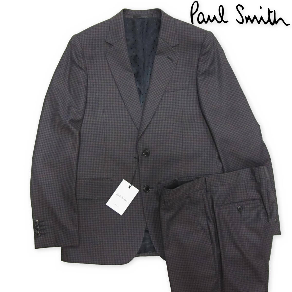 新品タグ付き PAUL SMITH ポールスミス セットアップ スーツ SOHO FIT モード コレクション Super140's マイクロチェック R38 Mサイズ