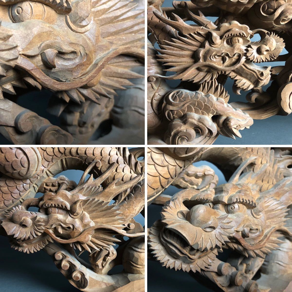 寺院仏具 木彫 欄間 双龍 仏壇欄間|東洋彫刻 寺院仏具 木彫 欄間 双龍 仏壇欄間|東洋彫刻