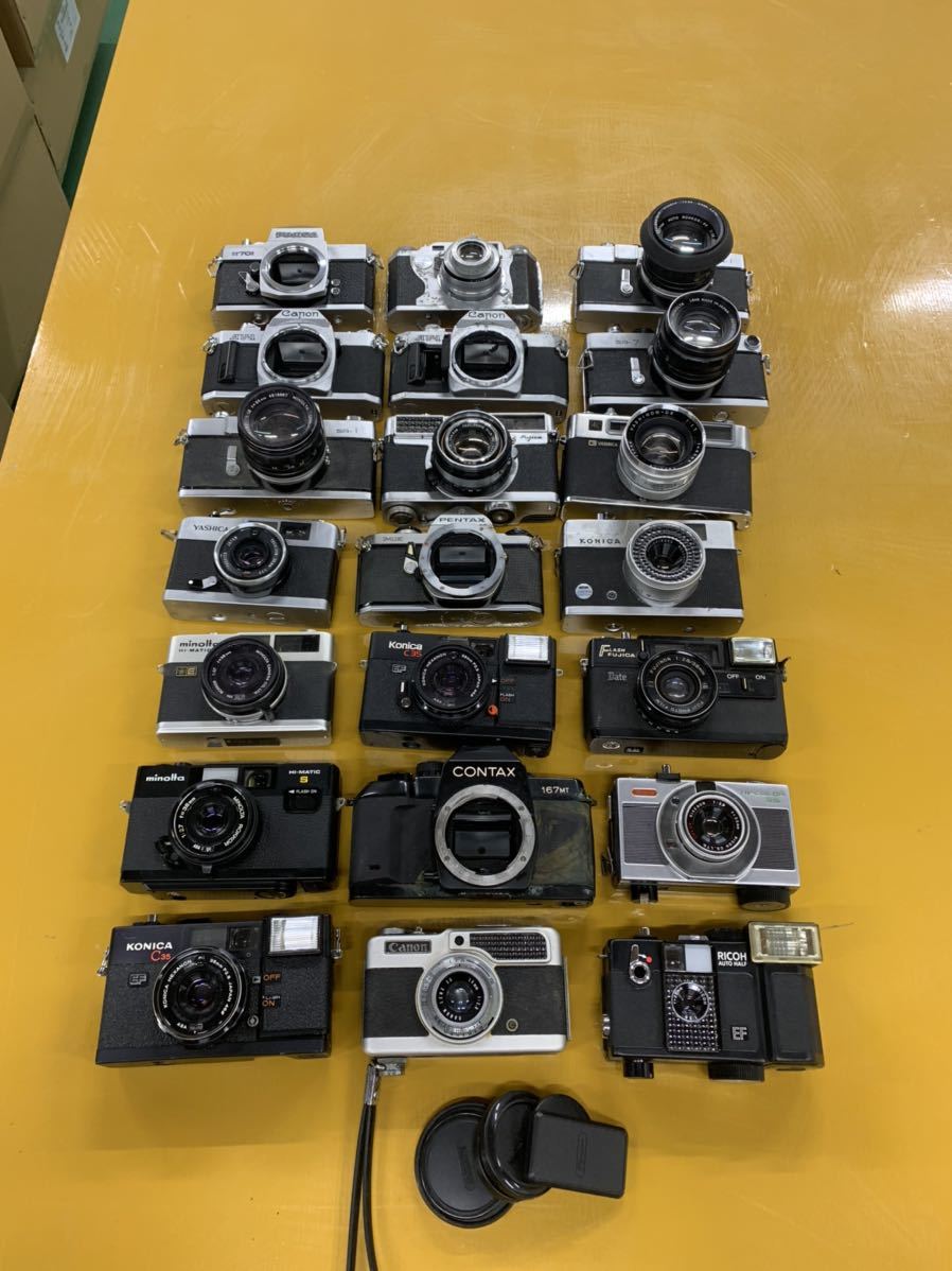 1円スタート フィルムカメラ レンジファインダー など まとめ 21台 Canon MINOLTA KONICA CONTAX FUJICA RICOH など 完全ジャンク 部品取り