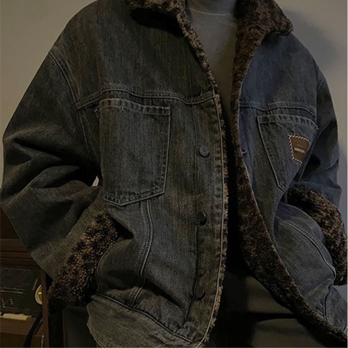 正規代理店 【M.P Studios】 NZY0957 jacket denim boa fake leopard 自民党 リバーシブル ボアデニムジャケット studios m.p Gジャン/デニムジャケット