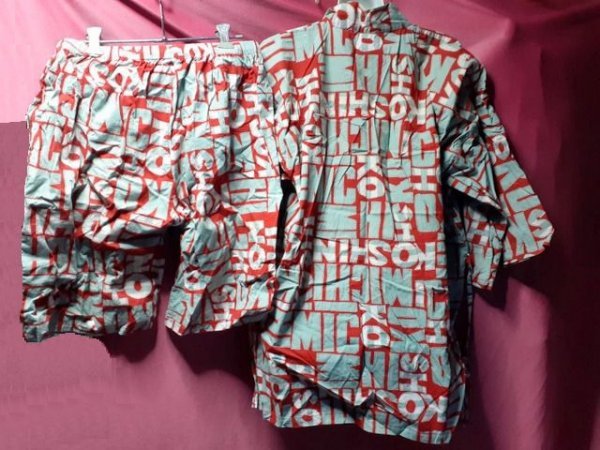 USED* there is defect! MICHIKO LONDON jinbei size L red / gray / white series 