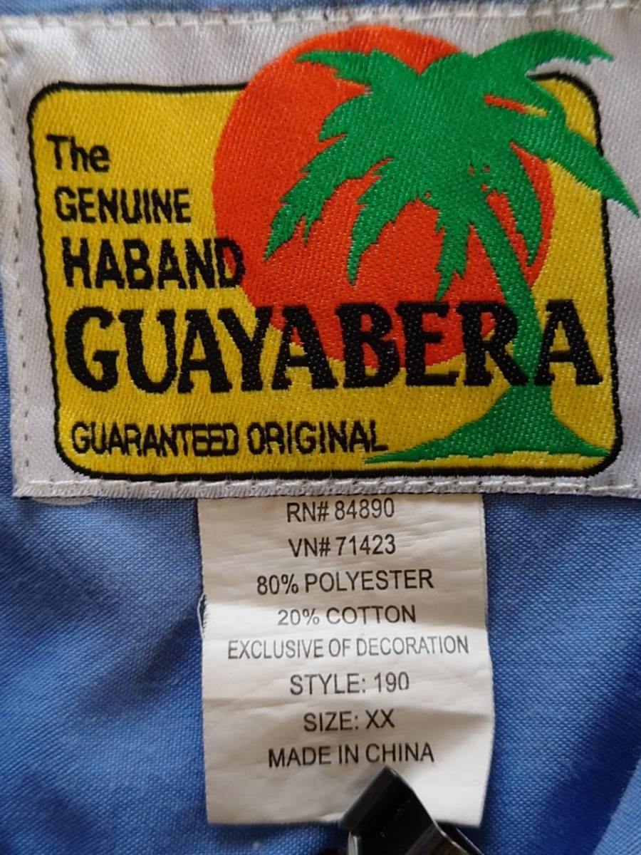 The GENUINE HABAND GUAYABERA フルジップ 半袖キューバシャツ color ライトブルー系 sizeXX コットン混 　431-5D2636_画像2