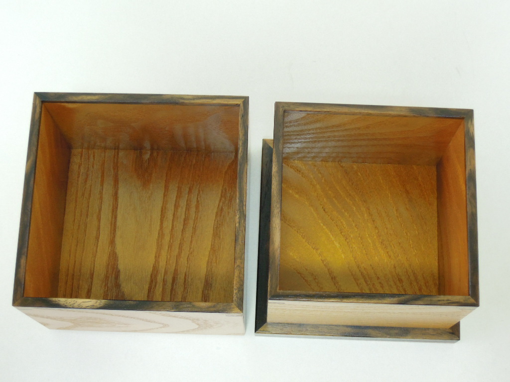 大橋利一作 島桑印籠形篭目本捻組 銘木 組子 工芸品 駒箱 将棋駒箱 新品 小物入れ 島桑
