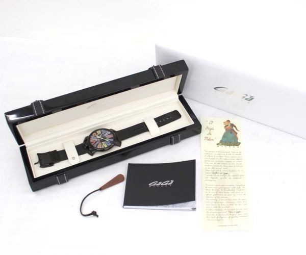 [GaGa MILANO] GaGa Milano mana-re46 тонкий 5082 черный циферблат многоцветный красочный указатель 5082.1 унисекс наручные часы 