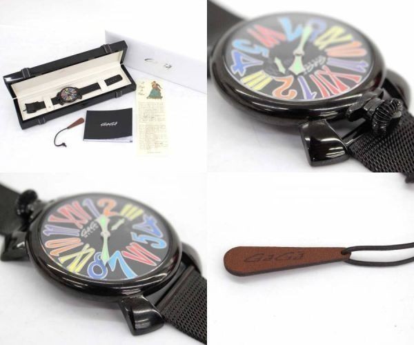 [GaGa MILANO] GaGa Milano mana-re46 тонкий 5082 черный циферблат многоцветный красочный указатель 5082.1 унисекс наручные часы 