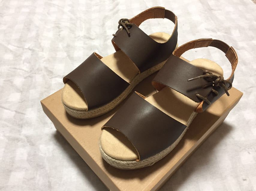* new goods *SM2* sandals jute sole synthetic leather boxed * Brown *L size *Samansa Mos2sa man sa Moss Moss 