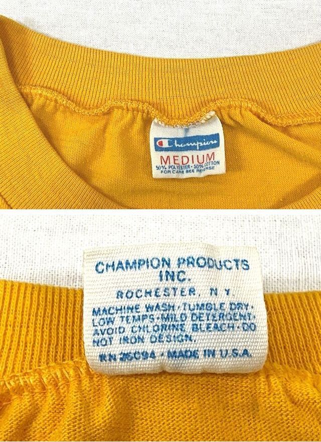 70'S 米国製 MADE IN USA バータグ チャンピオン Champion ラグラン Tシャツ インディアン TENAYA イエロー サイズM [l-0172]_画像7