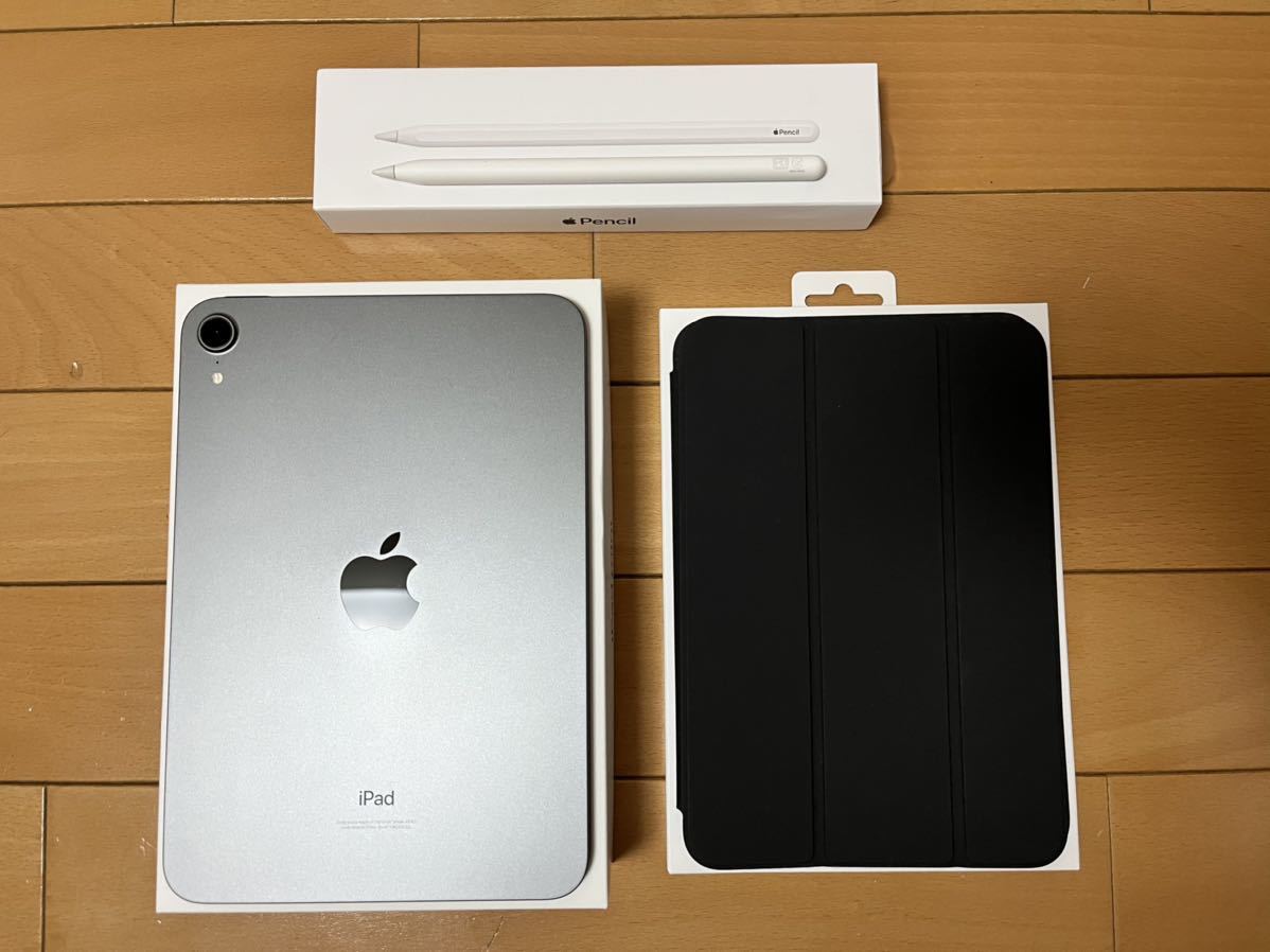 iPad mini 第6世代 スペースグレイ Wi-Fiモデル 256GB、Apple penci第2世代、Smart Folio（ブラック）  の豪華3点セット 美品