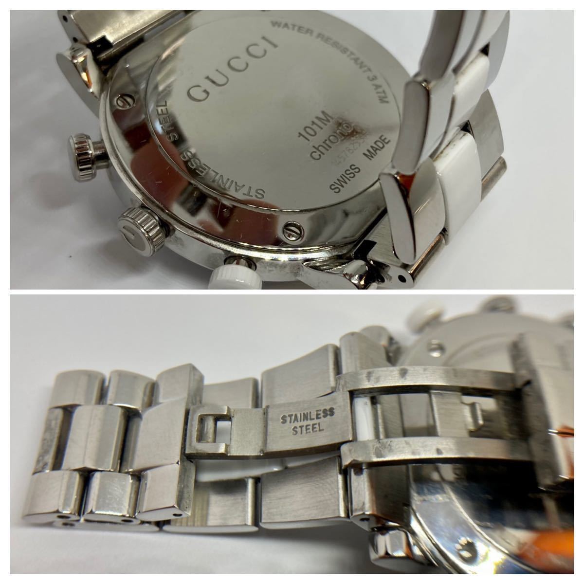 月末限定 GUCCI クロノグラフ 101M セラミック ホワイトステンレス