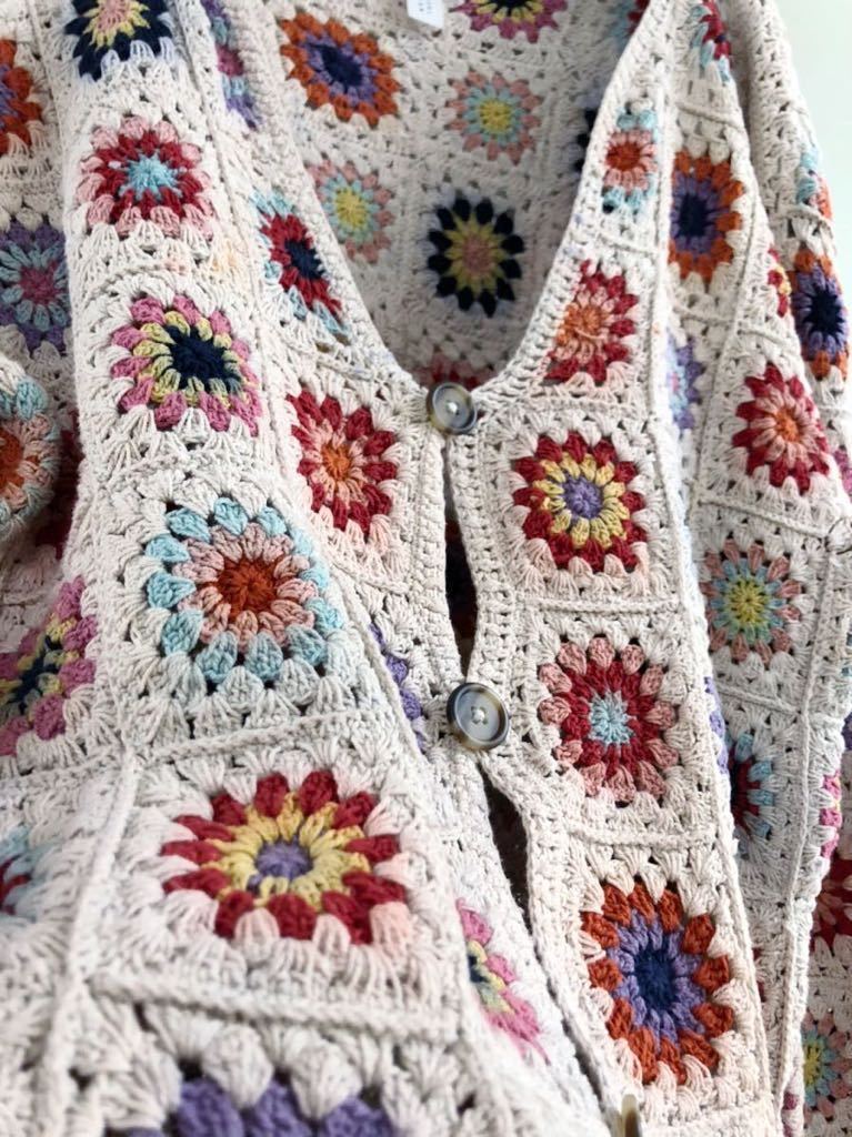 モチーフ編みバッグ 手編み クロッシェ