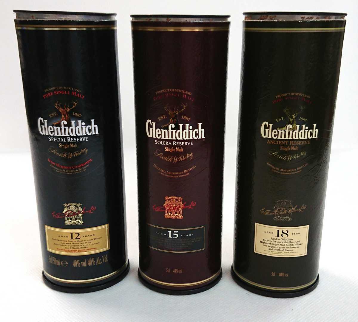 古酒！希少品！グレンフィディック12年15年18年 3本セット Glenfiddich ミニボトル ピュアモルト 25年以上前の希少古酒 各40%  50cc