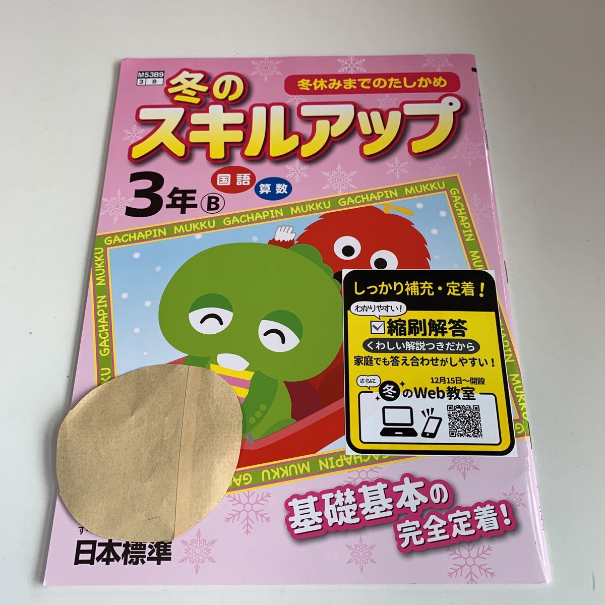 Y25.656 冬のスキルアップ ガチャピン ドリル 計算 小学3年 上 受験 テスト 予習 復習 国語 算数 理科 社会 英語 家庭科 教材 家庭学習_画像2