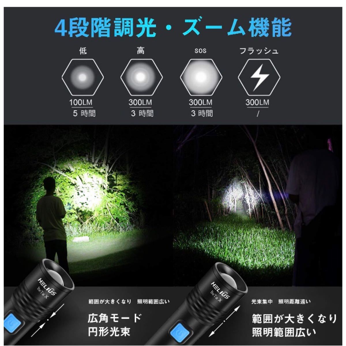 懐中電灯 LED 強力 軍用 超高輝度 小型