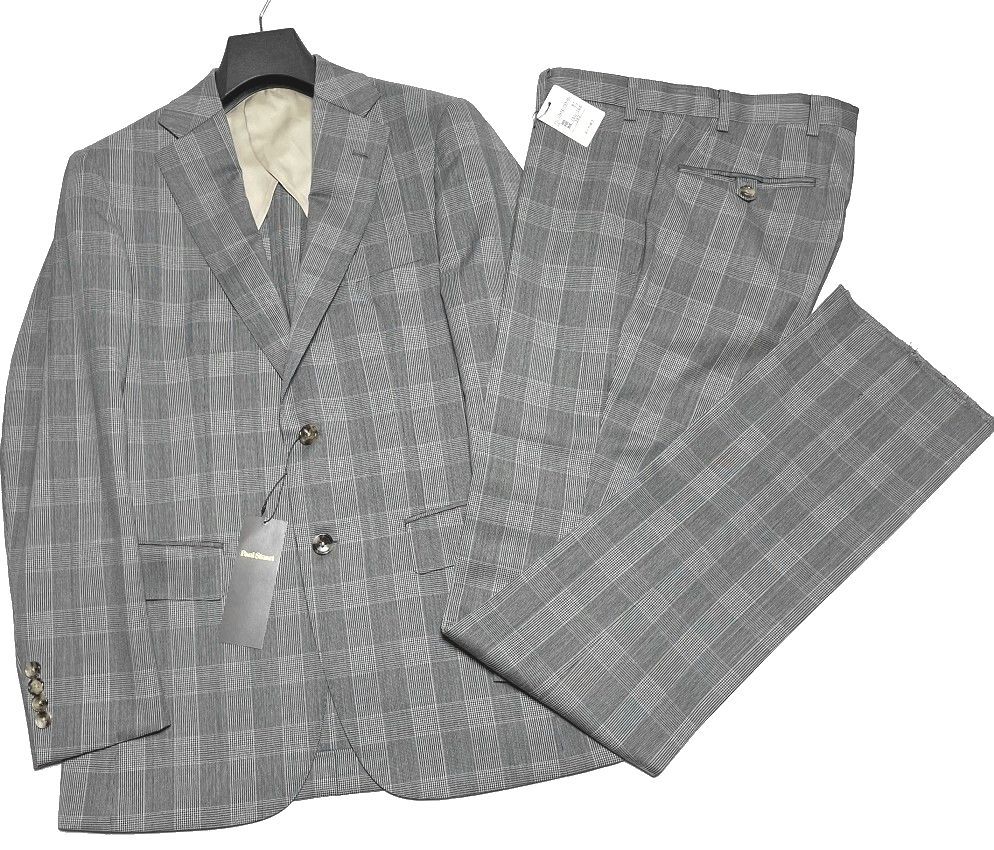 新品 Paul Stuart ポール スチュアート グレンチェック ウール スーツ 38 ( S ) グレー系 定価143,000円の画像1