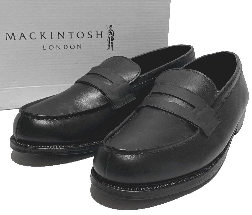 訳新品 MACKINTOSH LONDON マッキントッシュ ロンドン レイン ローファー 27.5 黒 ブラック 晴雨兼用 定価17,600円_画像1