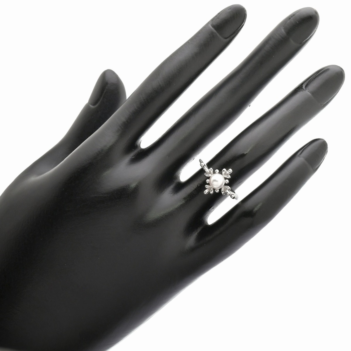 827 MIKIMOTO ミキモト K18WG 1粒パール クロスデザイン リング 8.5号 18金 750 ホワイトゴールド 真珠5mm玉 十字架 送料無料