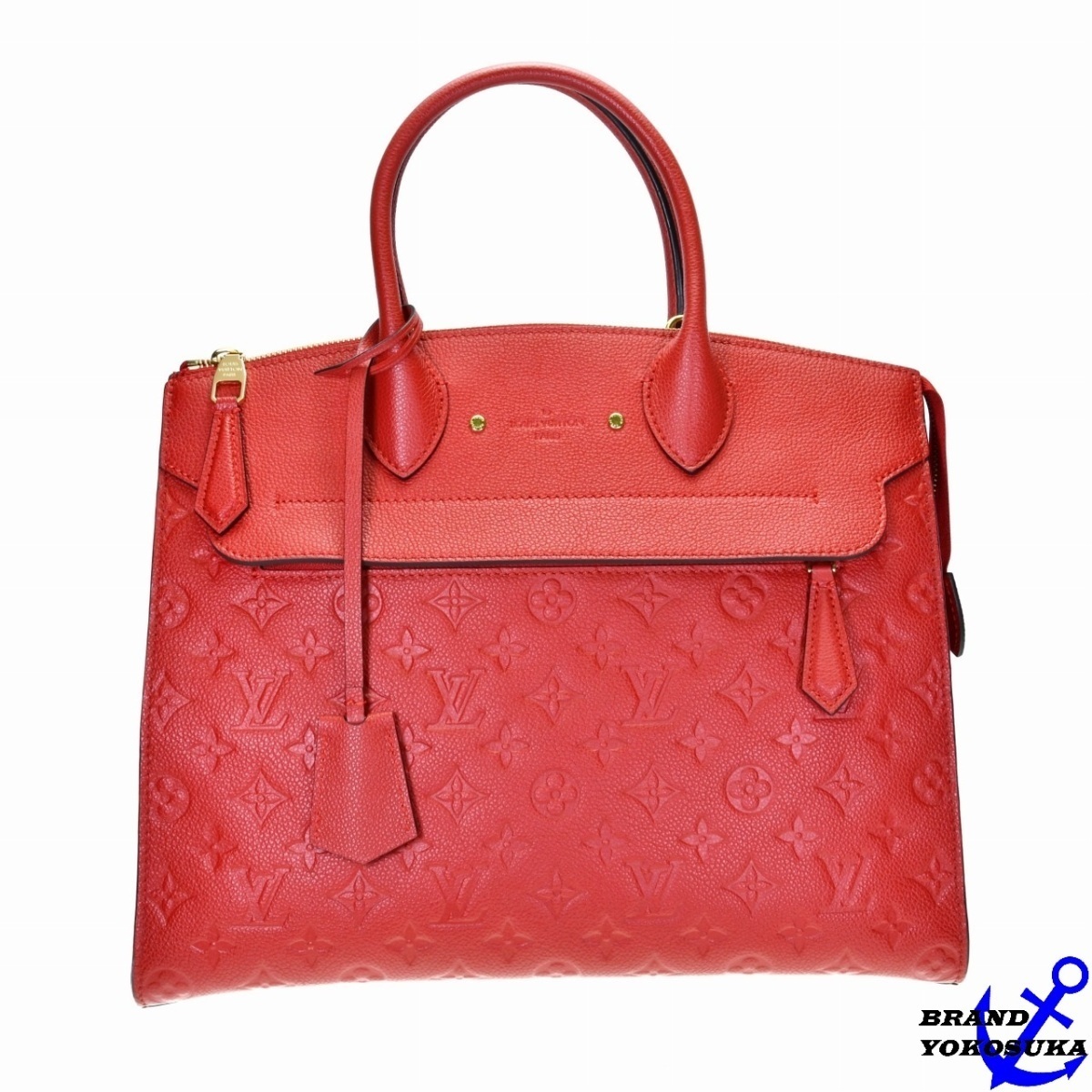 827 極美品 LOUIS VUITTON ルイヴィトン M42949 モノグラム アンプラント ポンヌフGM 2Way ショルダーバッグ 赤 女性 送料無料_画像1