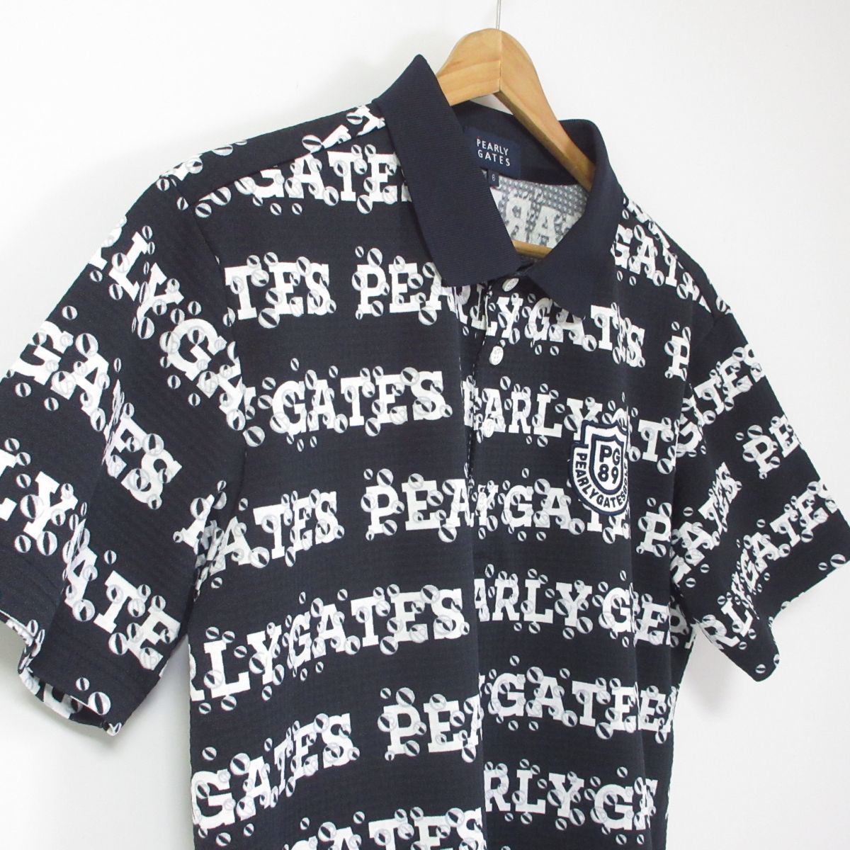 美品 2021SS PEARLY GATES パーリーゲイツ ワッフル天竺 総柄 半袖