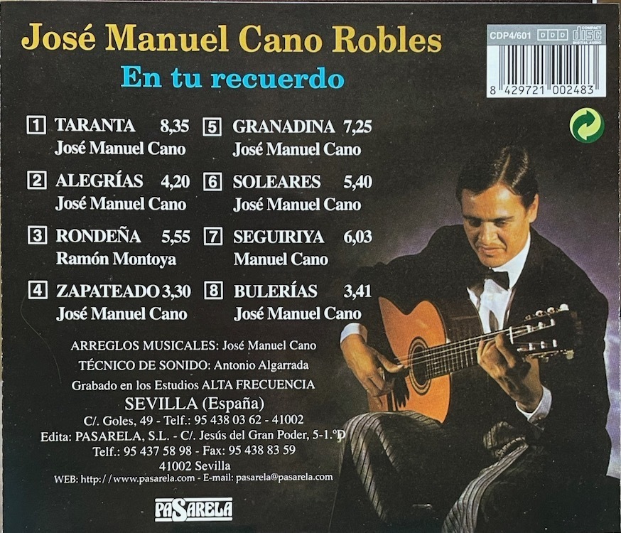 (C11H)☆フラメンコレア美品/Jose Manuel Cano Robles/En Tu Recuerdo☆_画像2