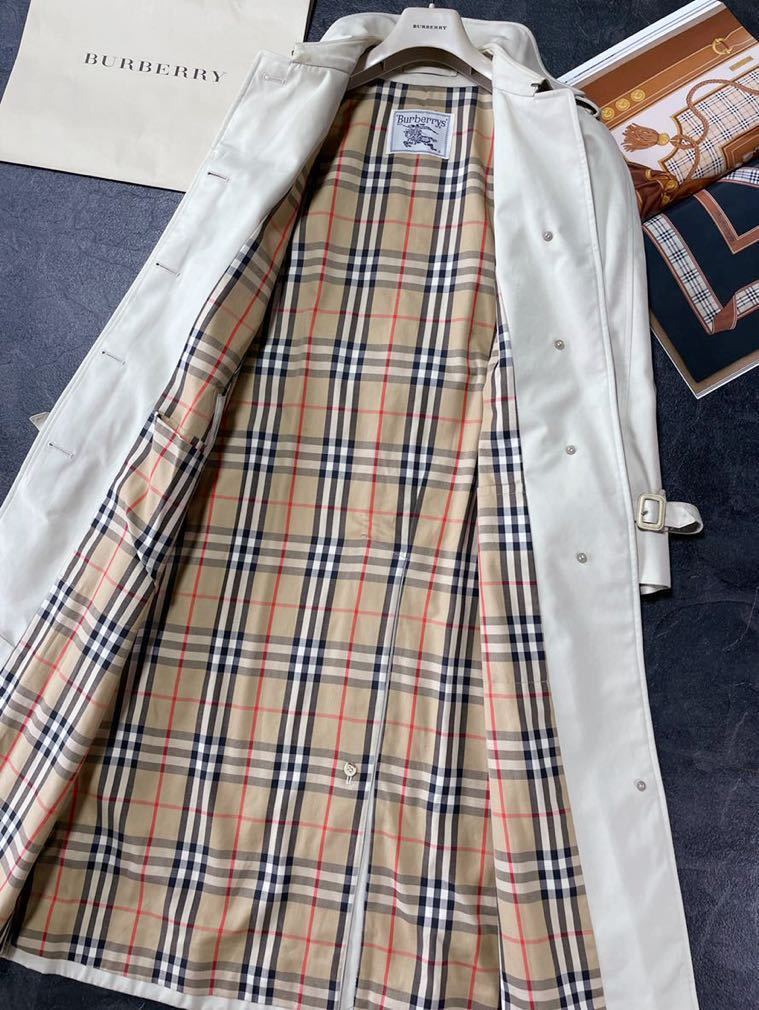 12万超☆美品BURBERRY 本革レザー 【美しい光沢感!!】○トレンチコート