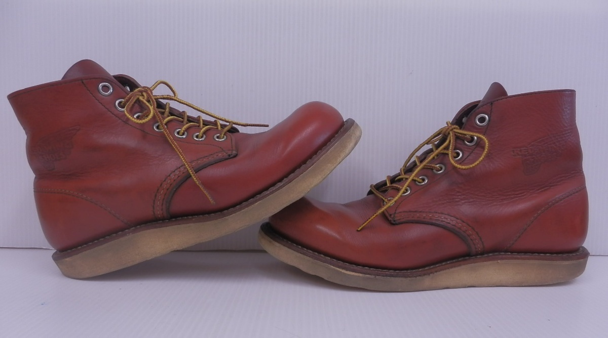 RED WING 8166 Classic Work boots red feather embroidery tag leather Brown tea 24.5cm.T.