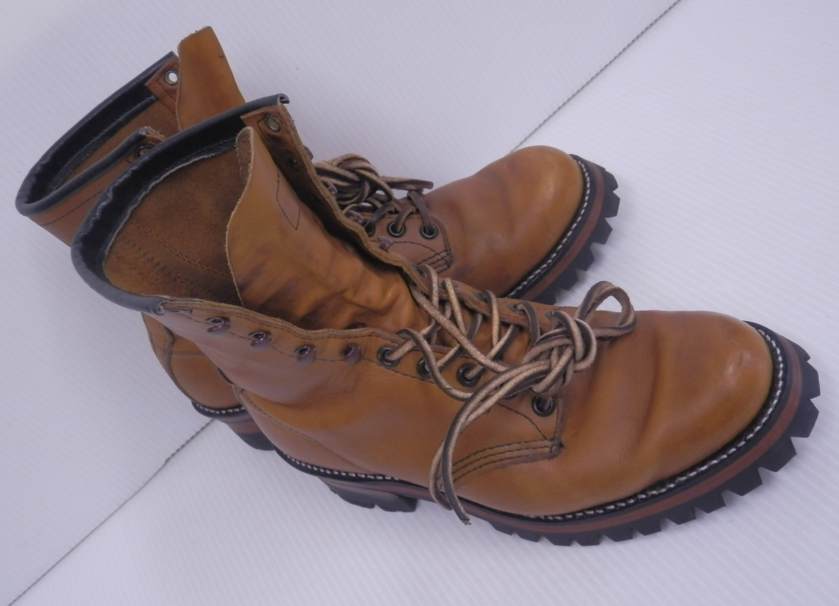 Chippewa Chippewa Vibram custom Work boots leather Camel tea Brown embroidery tag size 7 1/2 inscription .T.